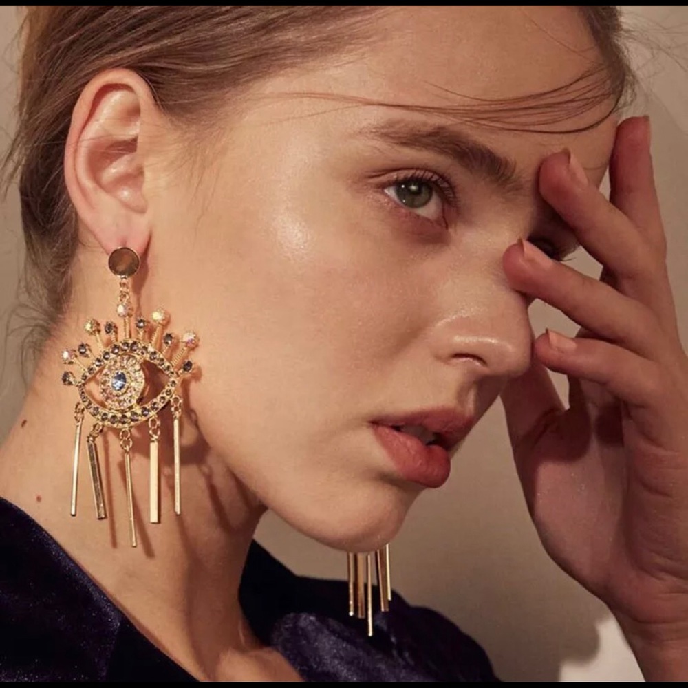 Evil eye statement earrings- new!